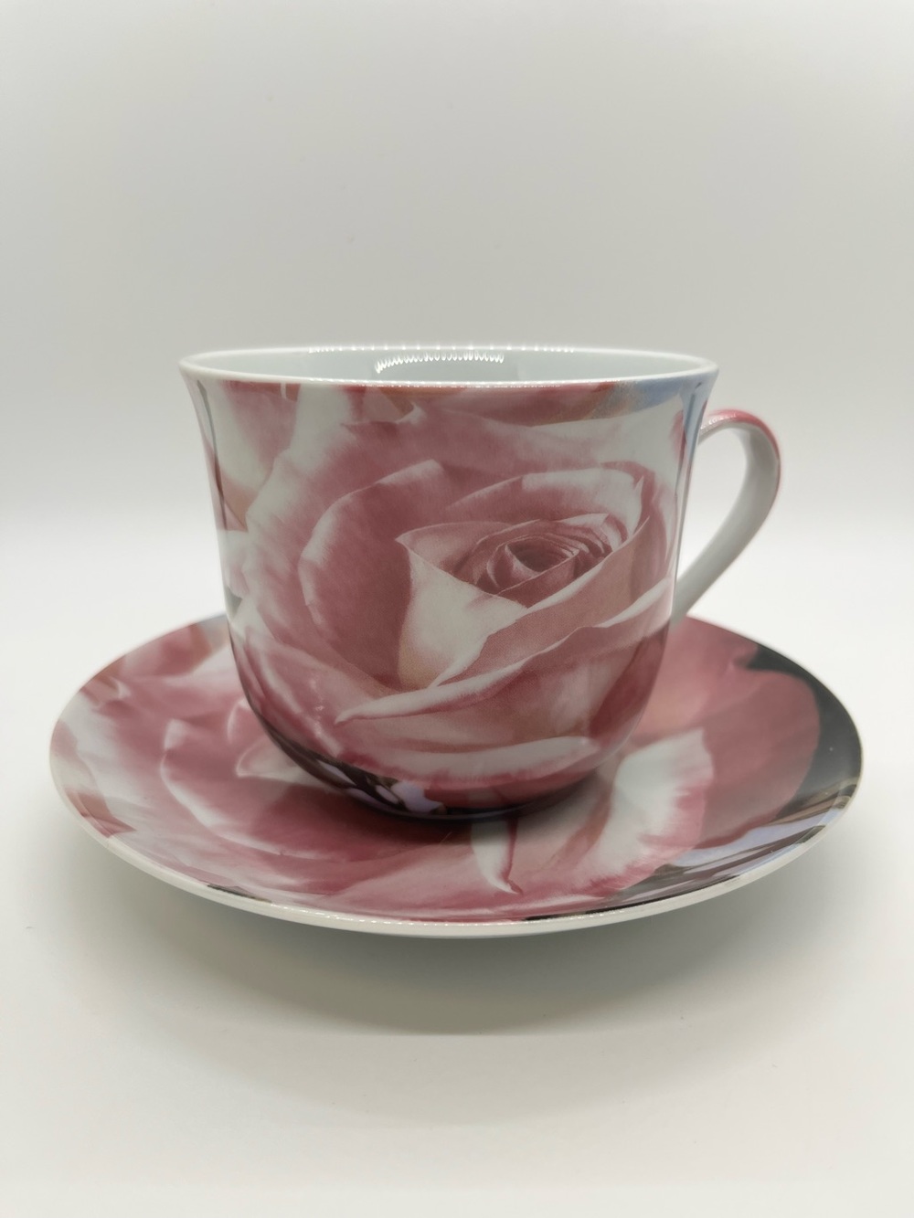 Kent Pottery England Pink Rose Porcelain Teacup and Saucer Set Shabby Chic